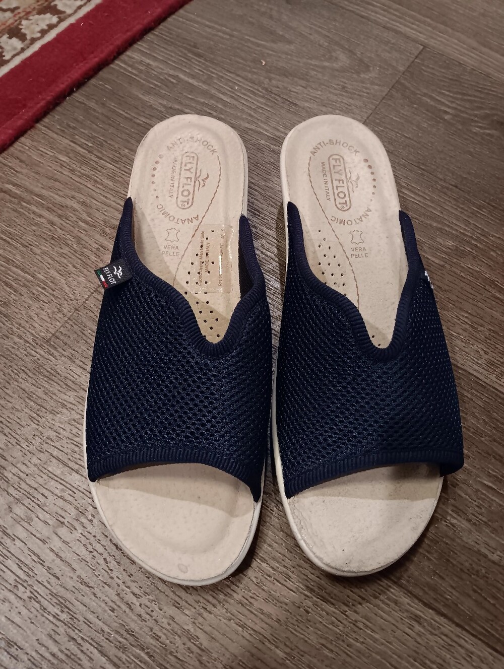 Fly Flot Navy Mesh Slide Sandals for Women